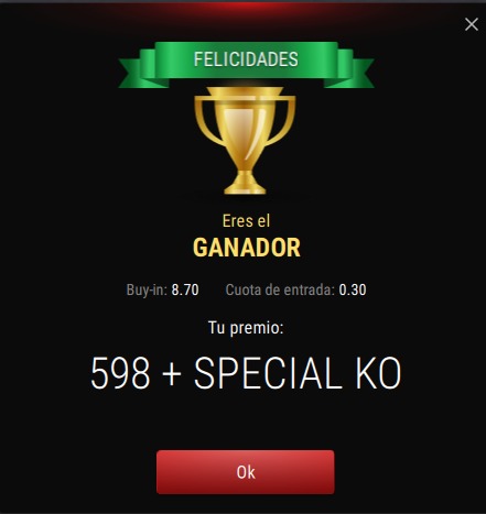 flacox, de Colombia, ganó casi un 1K en un torneo con buy in de US$9.